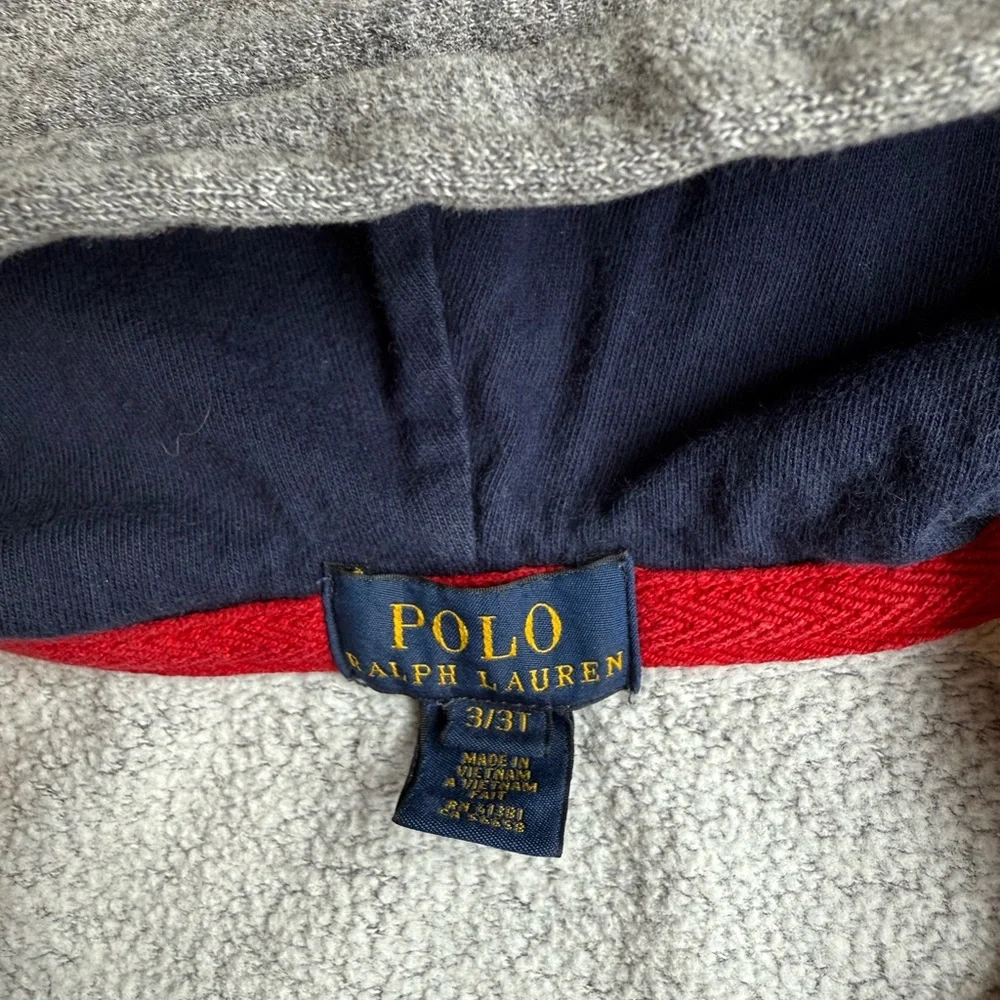 EUC Ralph Lauren Boy Sweatshirt-Full Zip Hoodie, Gray, Blue and Red